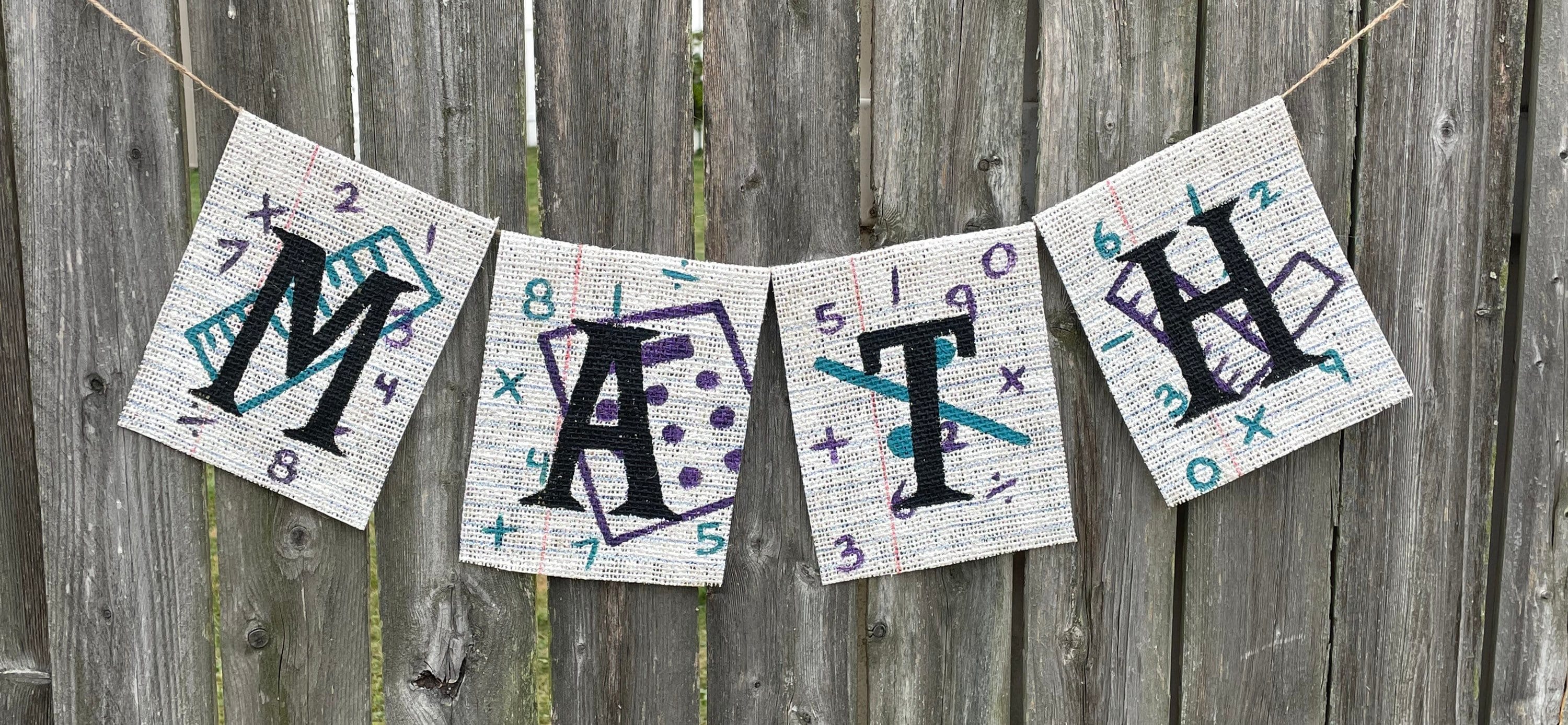 Math Burlap Banner Math Teacher Classroom Decoration School Decor Etsy