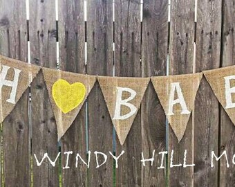 OH BABY Burlap Banner Baby Shower Decoration