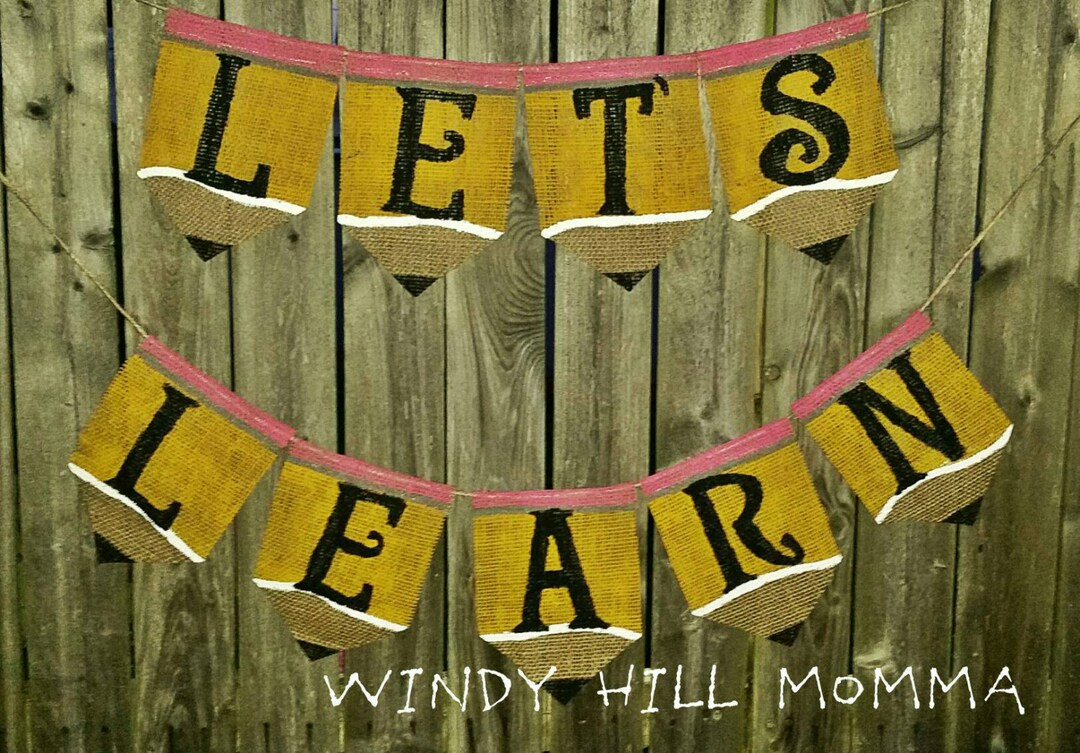 Let's Learn Burlap Banner School Classroom Decoration Photo Prop - Etsy