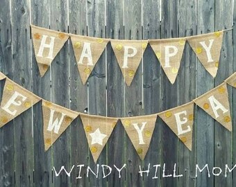 Happy New Year Burlap Banner