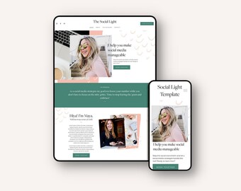 SQUARESPACE 7.1 WEBSITE TEMPLATE Design: The Social Light | Customizable Graphics | Installation | One Page Website