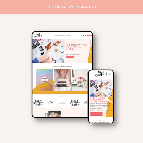 SQUARESPACE 7.1 WEBSITE TEMPLATE Design: The Social Sweetheart | Customizable Graphics | Squarespace Training