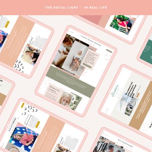May include: A collage of images showcasing various websites and businesses. The websites are for a nutritionist, a food delivery service, and a photographer. The images are all in a pink and green colour scheme.
