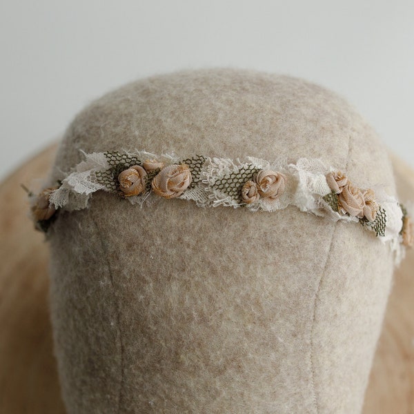 ASTER. lace and chiffon headband. baby headband. photo prop