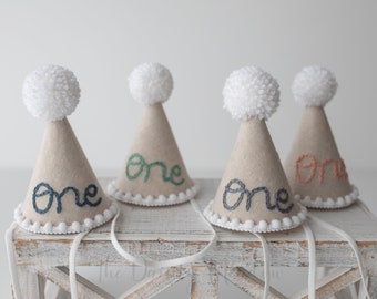 PARTY HAT Embroidered letters. party hat. birthday hat. photo prop, cone hat