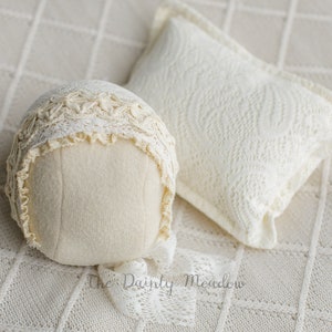 ELLA  white and cream pillow cover and bonnet.Sold separately