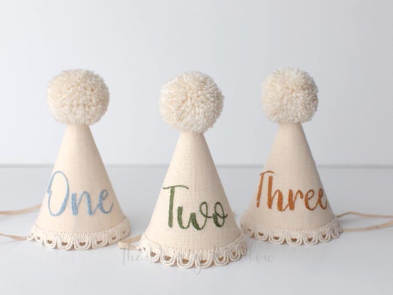 PARTY HAT. Jamie hat. party hat. hand embroidered hat. baby birthday hat.