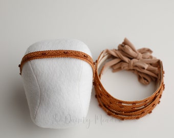 GRACE  Rust trim headband. newborn photography prop. baby headband