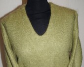 1950s Green Mohair Sweater by John Craig London. Perfect match for pedal pushers or pencil skirt.