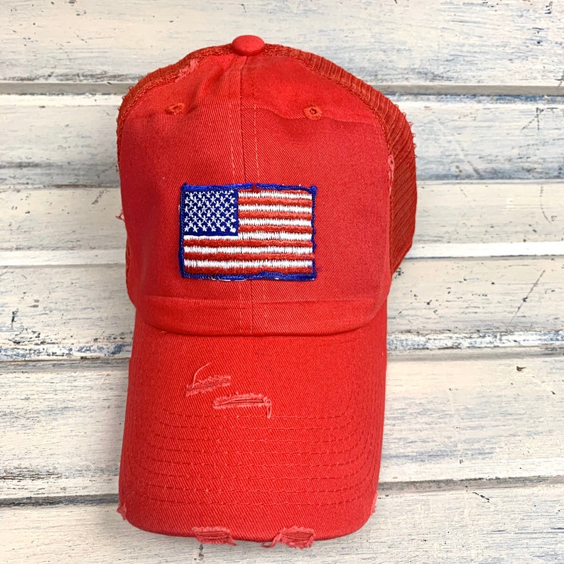 USA Flag Hat Red Distressed