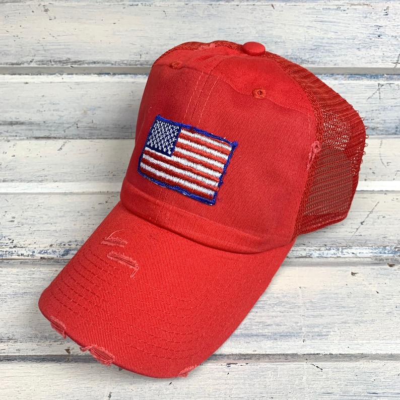 USA Flag Hat Red Distressed
