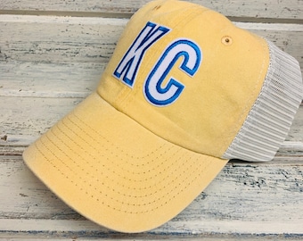 KC Trucker Hat Mustard Yellow White/Blue Letters