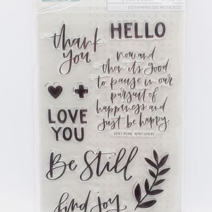 Willow Thank You en Hello Sentiments Acryl Rubber Stamp Set van een kano twee