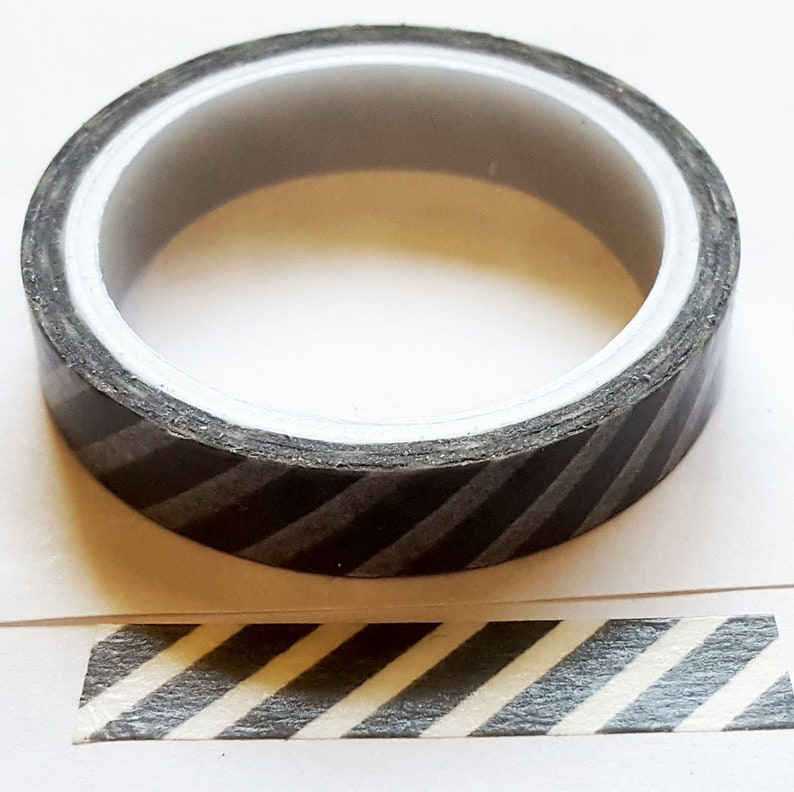 Gray and White Candy Stripe Design Washi Tape