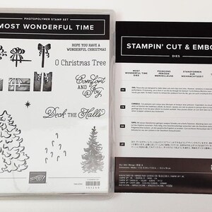 Juego de sellos de goma fotopolímeros transparentes Most Wonderful Time con troqueles Most Wonderful Time retirado de Stampin Up