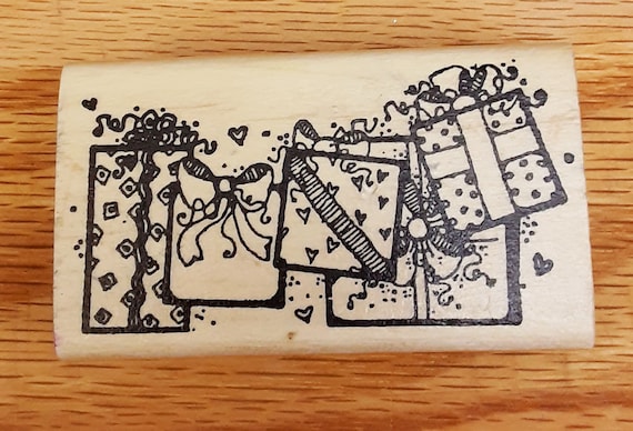 Row of Gifts or Presents Rubber Stamp From Hooks Lines and Inkers