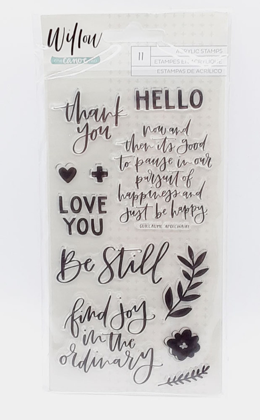 Willow Thank You and Hello Sentiments Acrylic Rubber Stamp Set From One ...