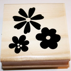 Three Flowers Rubber Stamp
