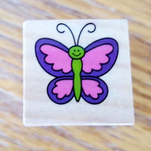 Smiling Butterfly Rubber Stamp