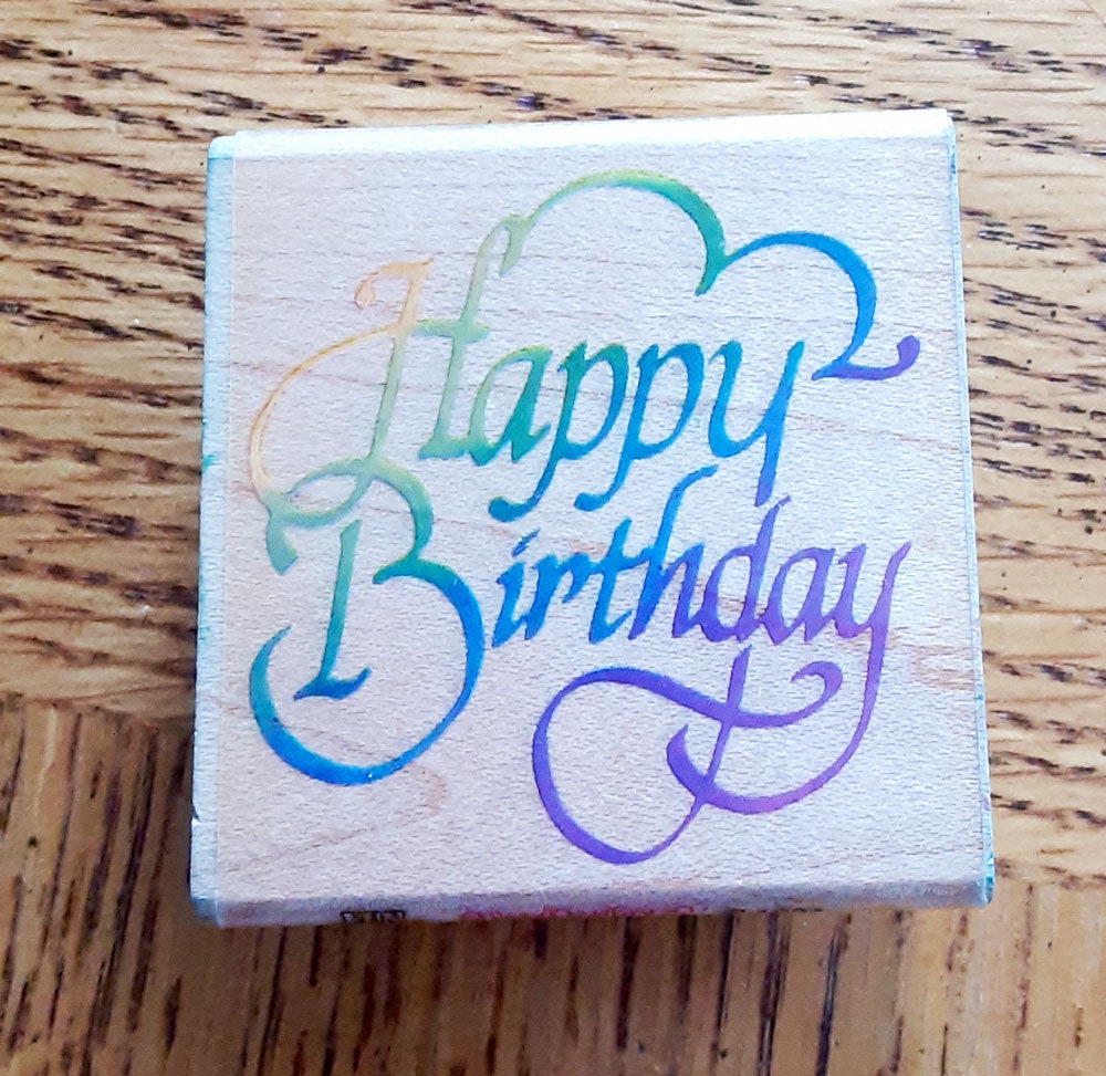 Happy Birthday Rubber Stamp from Stampendous Etsy