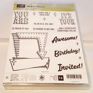 Marquee Berichten Photopolymer Rubber Stamp Set gepensioneerd van Stampin Up