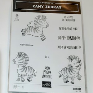 Jeu d'estampes en caoutchouc transparent Zany Zebras Cling retiré de Stampin Up