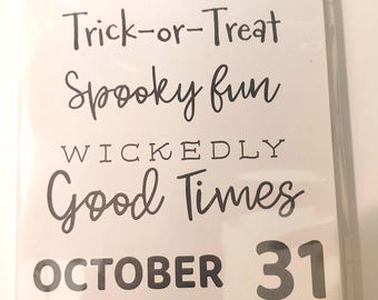 Conjunto de carimbos de borracha transparentes de fotopolímero de memórias de Halloween retirado da Stampin Up