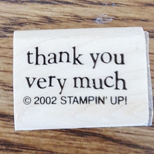 Sello de goma Muchas gracias retirado de Stampin Up
