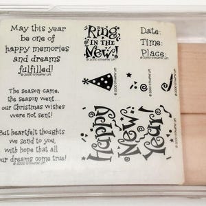 Ring In The New Year Clear-Mount or Wood-Mount Rubber Stamp Set retired from Stampin Up