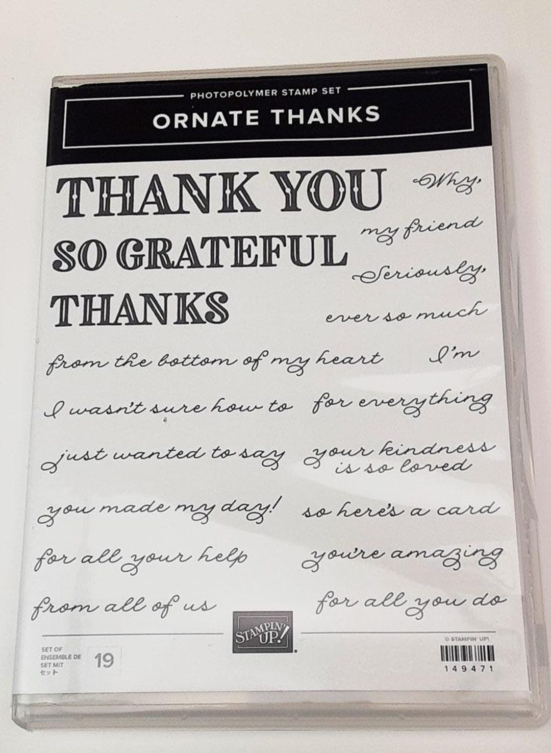 Ornate Thanks Photopolymer Clear-mount Rubber Stamp Set Retired From ...
