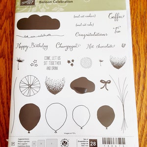 Balloon Celebration 2 Step Stampin Photopolymer Rubber Stamp Set gepensioneerd van Stampin Up