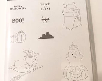 Conjunto de carimbos de borracha transparentes "Fantasmas brincalhões" retirado da Stampin Up