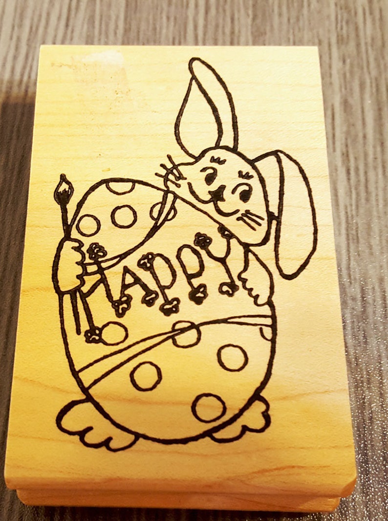 Easter Bunny and Easter Egg Rubber Stamp from Sassistamps