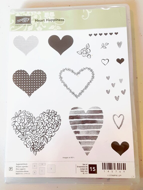 Heart Happiness Photopolymer Clear-mount Rubber Stamp Set Retired