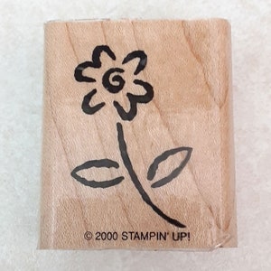 Daisy Flower with Stem and Leaves Rubber Stamp retired from Stampin Up
