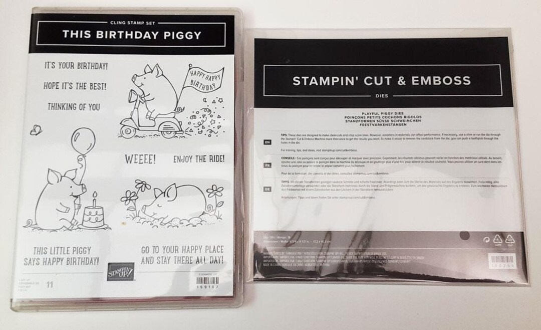 This Birthday Piggy Cling Clear Mount Rubber Stamp Set With Playful ...