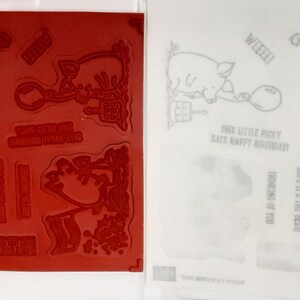 This Birthday Piggy Cling Clear Mount Rubber Stamp Set With Playful ...