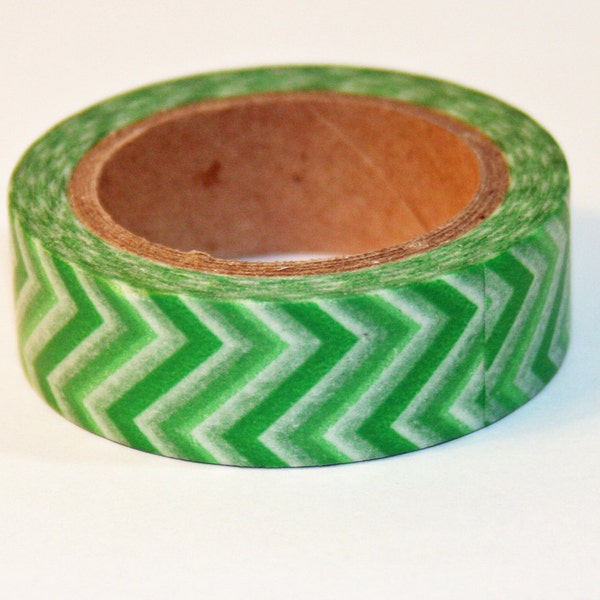 Green, Lime Green and White Chevron Washi Tape