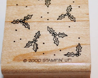 Holly, Berries and Dots Background Rubber Stamp from Stampin Up