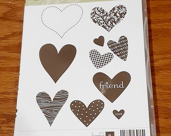 I (Heart) Hearts Cling Clear Mount Rubber Stamp Set retired from Stampin Up