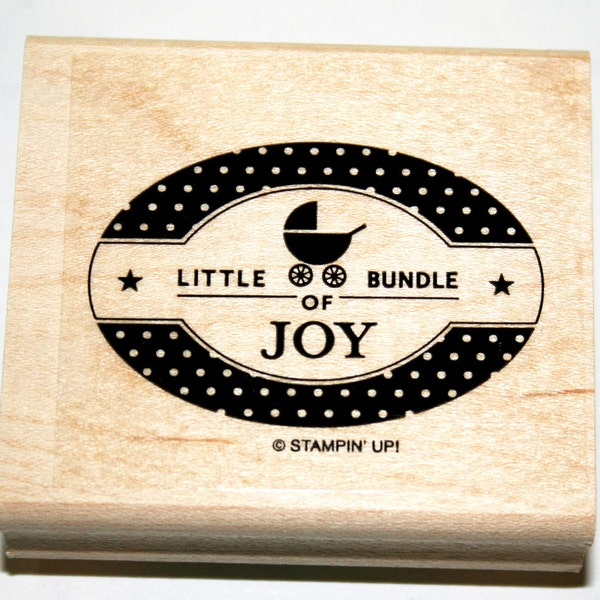 Oval Little Bundle of Joy Rubber Stamp retired from Stampin Up