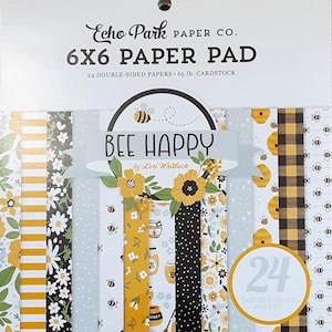 6 x 6 Inch Bee Happy Designer Paper Pad from Echo Park Paper Co.