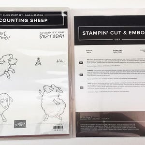 Counting Sheep Cling Clear Mount Rubber Stamp Set with Sheep Dies Bundle retired from Stampin Up