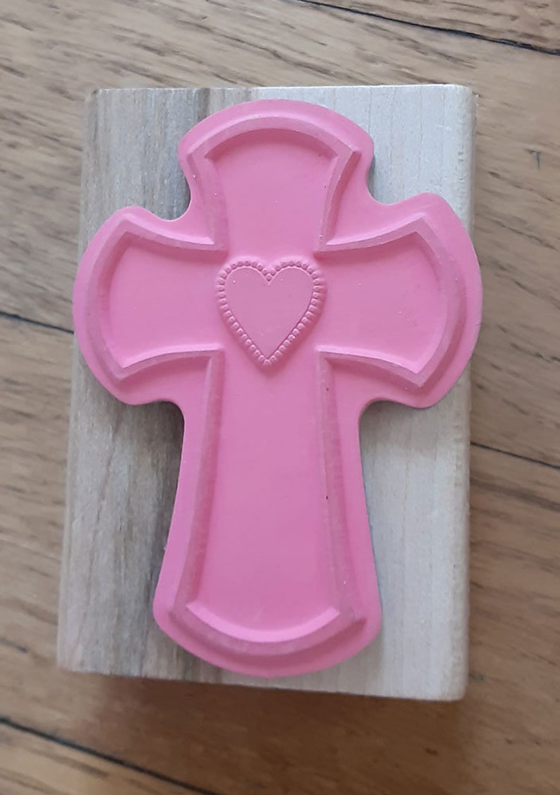 Sacred Heart Cross Rubber Stamp from Stampabilities