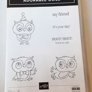 Ensemble de tampons en caoutchouc à montage transparent Adorable Owls retiré de Stampin Up