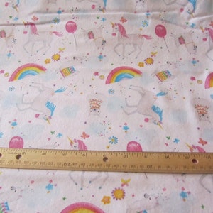 White With Unicorns/Llamas/Rainbows Flannel Fabric  by the Yard
