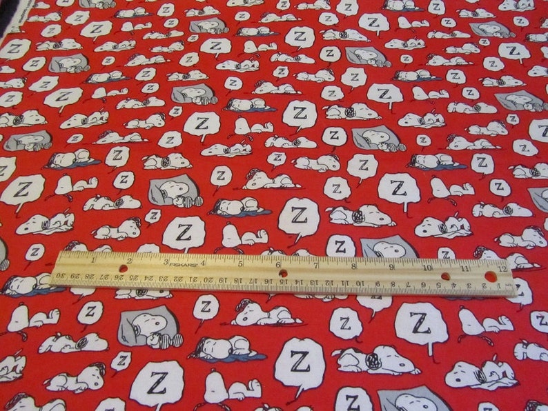 Red Snoopy Sleeping FLANNEL Fabric By The Yard Or Half Yard