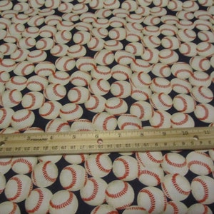 Navy Blue With Packed Baseballs Cotton Fabric By the Yard