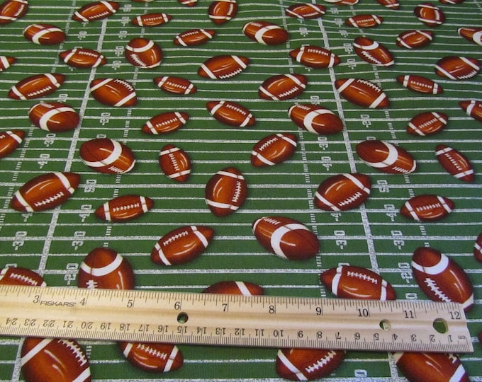Football Fabric, Sports Quilt Fabric, Elizabeth's Studio 130 Brown