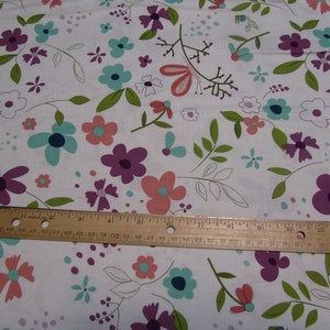 White Riley Blake Welcome Spring Flowers Cotton Fabric by the Yard